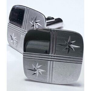 Vintage Hickok USA Sterling Silver Starburst Cufflinks Unisex Modernist Square